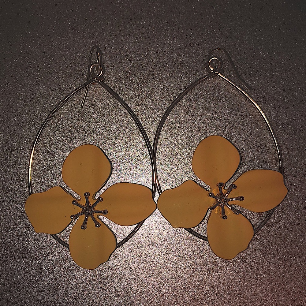 Mustard Ceramic Flower Earrings